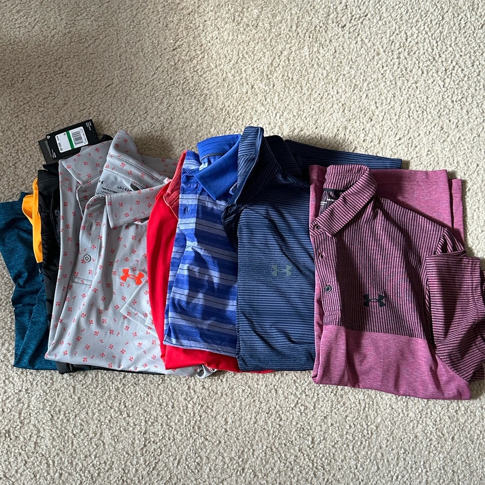 Set of 8 NEW Under Armour Large Polos! All NWT or NWOT.